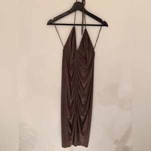 Elegant Brown Ruched Zara Dress